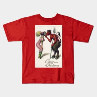 Krampus Kissing Edwardian Woman Kids T-Shirt